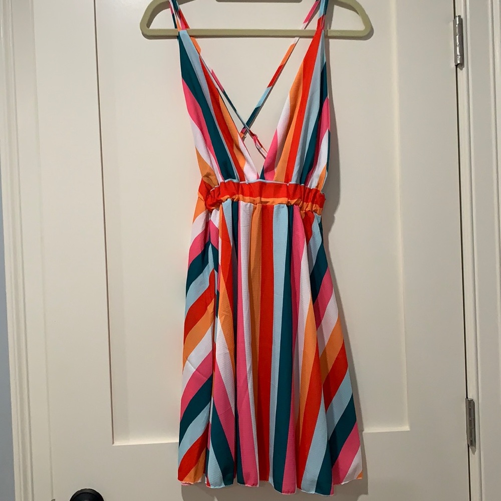 Rainbow striped sundress